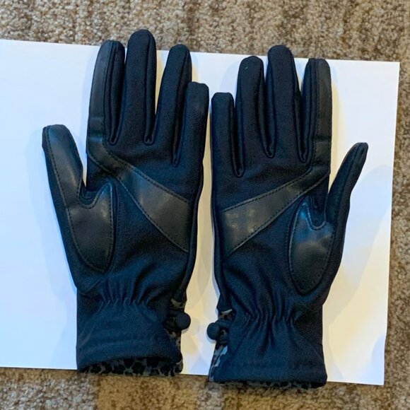 WOMEN'S ISOTONER GRAY/BLACK GLOVES W/ LEOPARD PRINT, SIZE S/M, NEW WITHOUT TAGS, - Picture 3 of 6